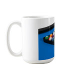 Pool Balls on Blue Felt Billiards Table: Mug