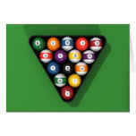 Pool Balls on Green Felt Billiards Table: Card