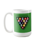 Pool Balls on Green Felt Billiards Table: mugs