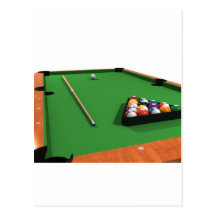 Pool Balls on Green Felt Billiards Table: Post Card