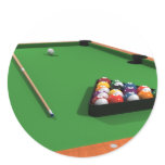 Pool Balls on Green Felt Billiards Table: Round Sticker