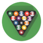 Pool Balls on Green Felt Billiards Table: Round Stickers