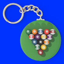 Pool Balls on Green Felt: Keychain