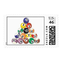 Pool Balls Postage Stamp