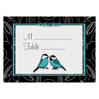 Pool Blue Love Birds Wedding Reception Place Cards profilecard