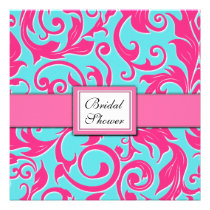 Pool Blue & Pink Bridal Shower Invitations
