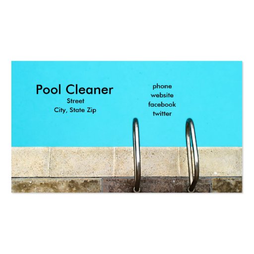 Pool Cleaner Business Card Template (front side)