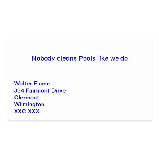 Pool Cleaning Business card (back side)