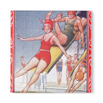 Pool Fun Vintage Fridge Magnet
