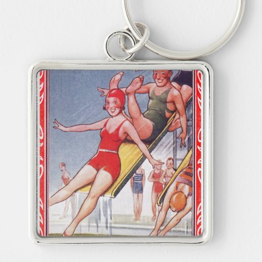 Pool Fun Vintage Keychains