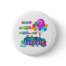 Pool Party 7th Birthday buttons