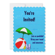 Pool Party Beach Ball Custom Invitations invitations