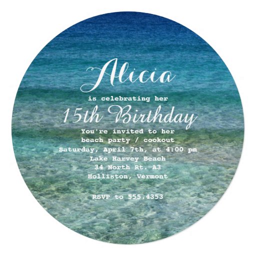 Pool Party Beach Party Water Round Invitation