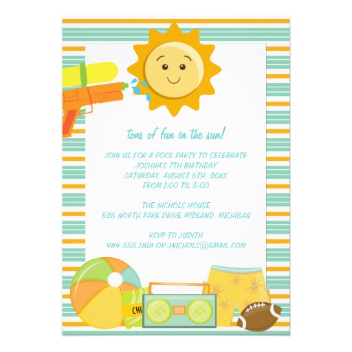 Pool Party Birthday Celebration Invitations