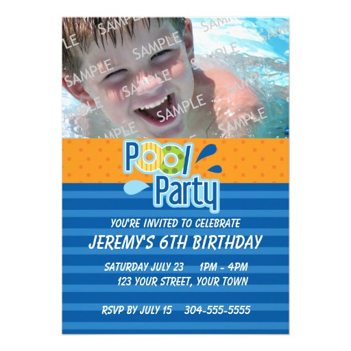 Pool Party Birthday Custom Announcement
