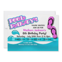 Pool Party Birthday Custom Announcements