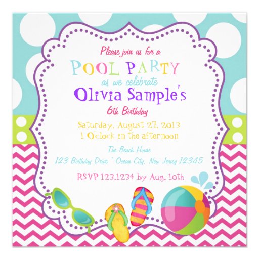 Pool Party Birthday Invitation