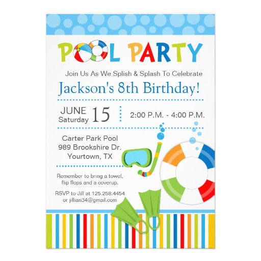 Pool Party Birthday Invitation