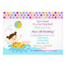 Pool Party Birthday Invitations