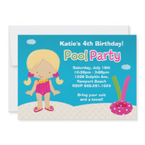 Pool Party Birthday Party Invitation