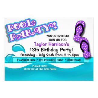 Pool Party Birthday Personalized Invite