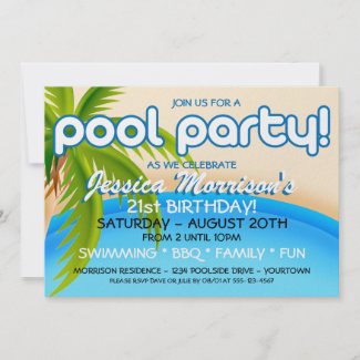 Pool Party Celebration Invitations