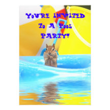 Pool Party Chipmunk Custom Announcement