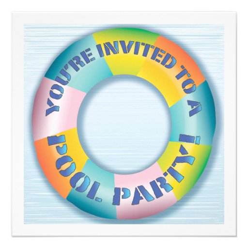 Pool Party Colorful Fun Float Invitation
