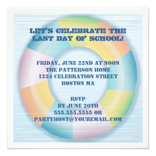 Pool Party Colorful Fun Float Invitation