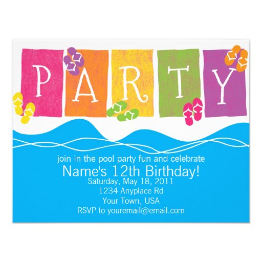 Pool Party Fun Invitation (front side)