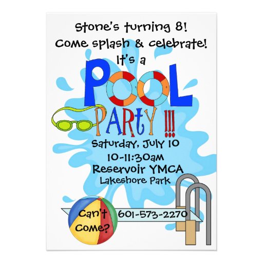 Pool Party Invitation (front side)