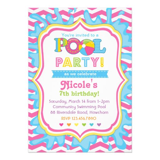 Pool Party Invitation (front side)