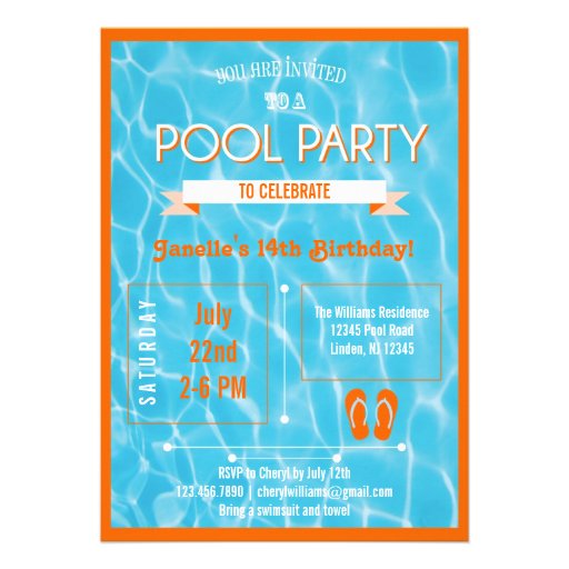 Pool Party Invitation (front side)