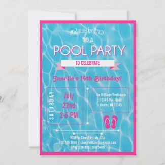 Pool Party Invitation Pink