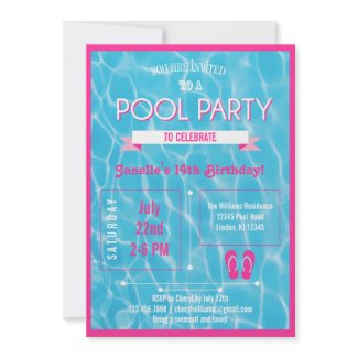 Pool Party Invitation Pink