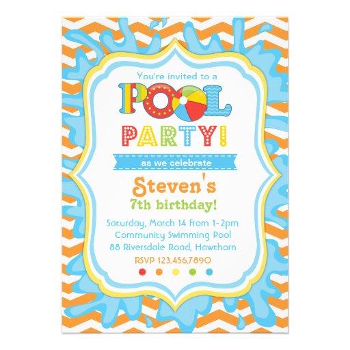 Pool Party Invitation / Pool party Invite (front side)