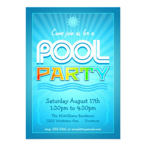 Pool Party Invitation - Summer Fun Celebration