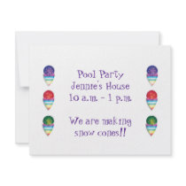 Pool Party invitation with snow cones