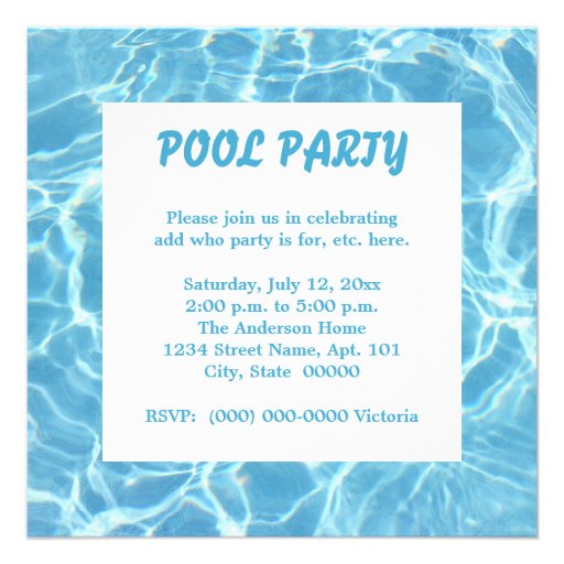 Pool Party Invitations (front side)