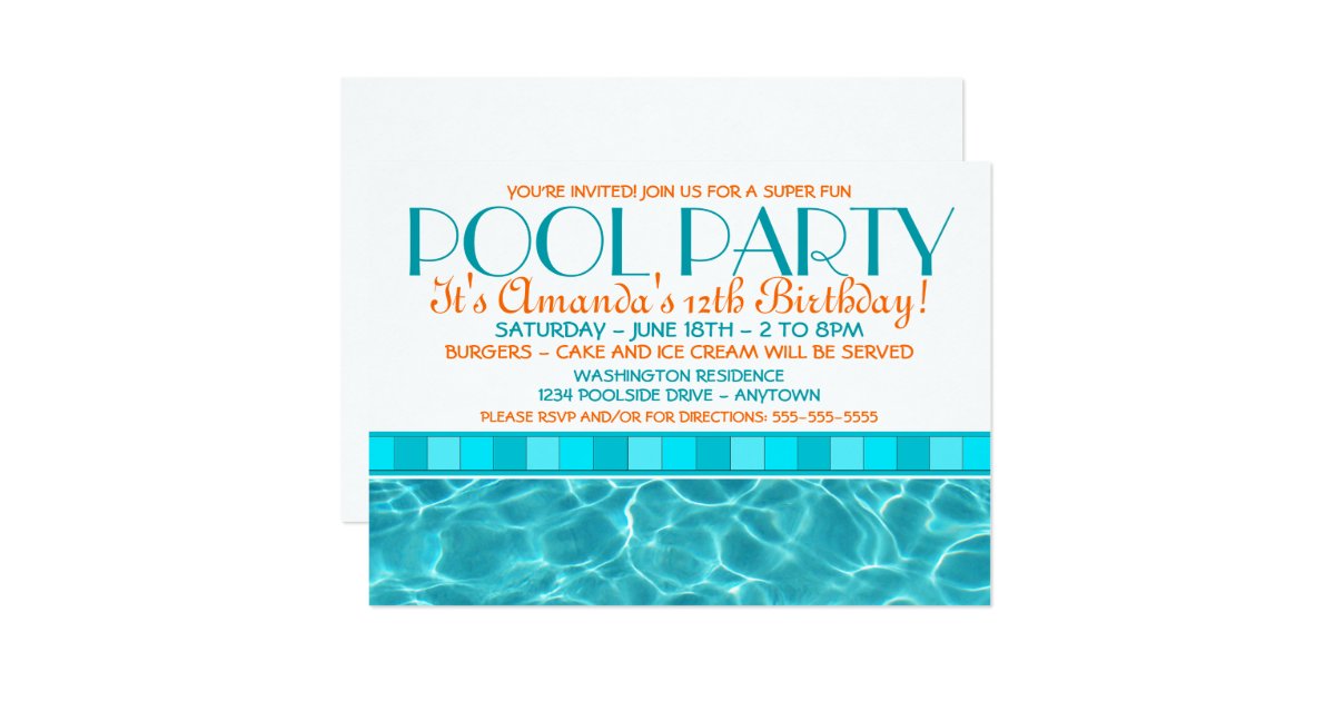 Pool Party Invitations Zazzle