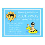 Pool Party Invitations (Male Yellow Innertube)