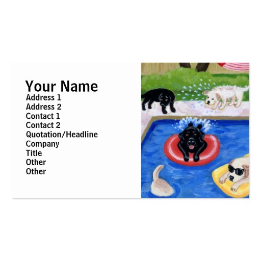Pool Party Labradors Business Card Template (front side)