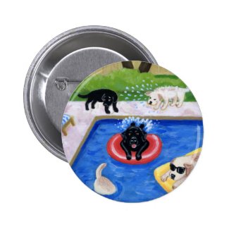 Pool Party Labradors Buttons