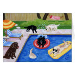 Pool Party Labradors Fun Painting Thank You Card