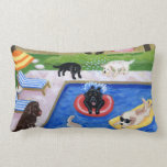 Pool Party Labradors Fun Painting Throw Pillow