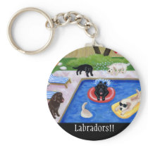 Pool Party Labradors Keychains