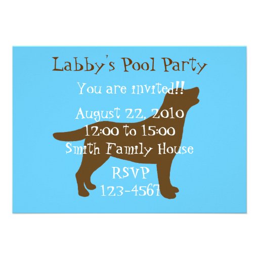 Pool Party Labradors Summer Party Invitations