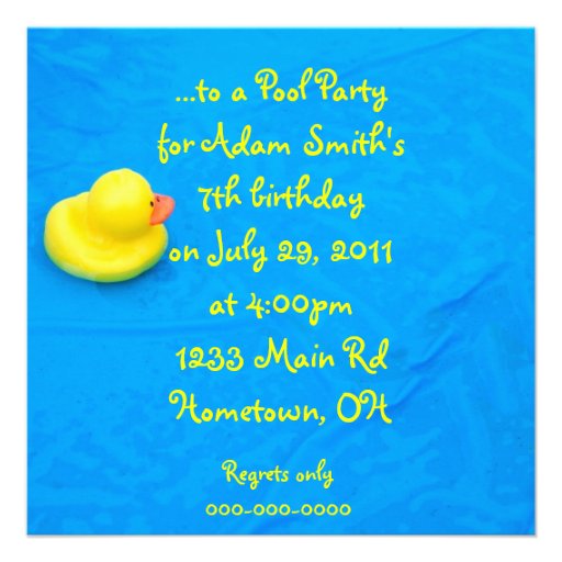 Pool Party Personalized Announcement