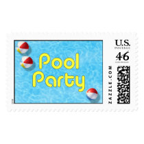 Pool Party Postage Stamp by dndartstudio Pool Party Postage Stamp