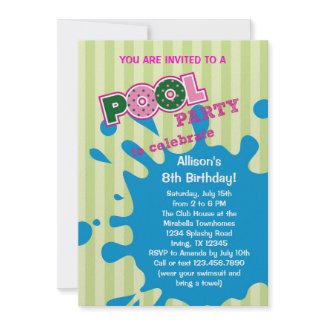 Pool Party Summer Birthday Invitation invitation